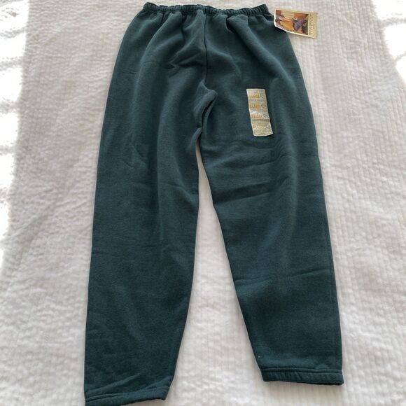 90s Vintage Fruit of the Loom Sweatpants Green Fleece Joggers Deadstock NWT XL - Picture 2 of 14